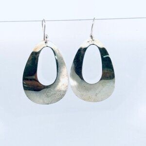 Big Bottom Ovoid Sterling Silver 925 Drop Earrings, Hook Style, 9.9 Grams